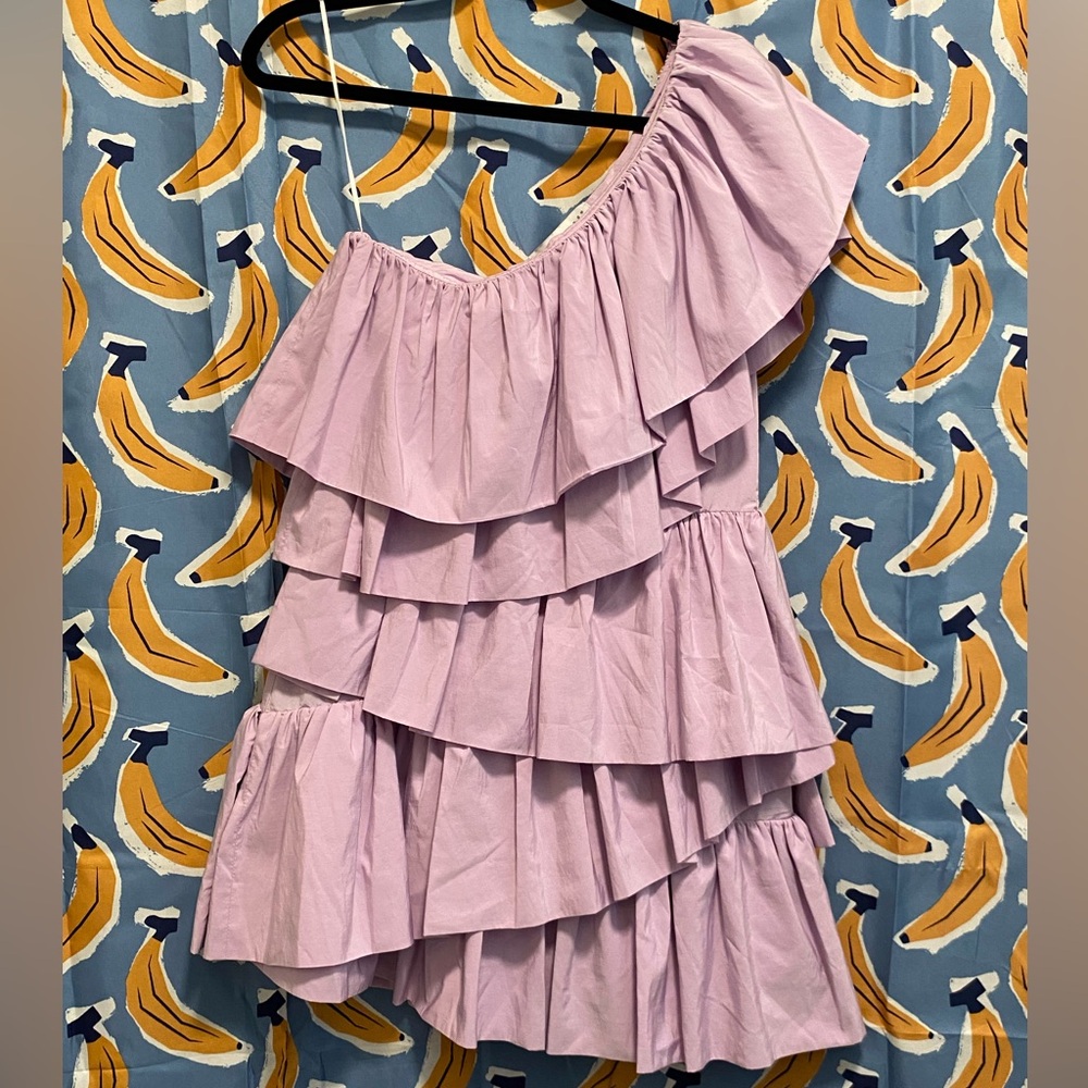 Endless Rose - Dusty Purple One Shoulder Sundress with Ruffles for Cocktail